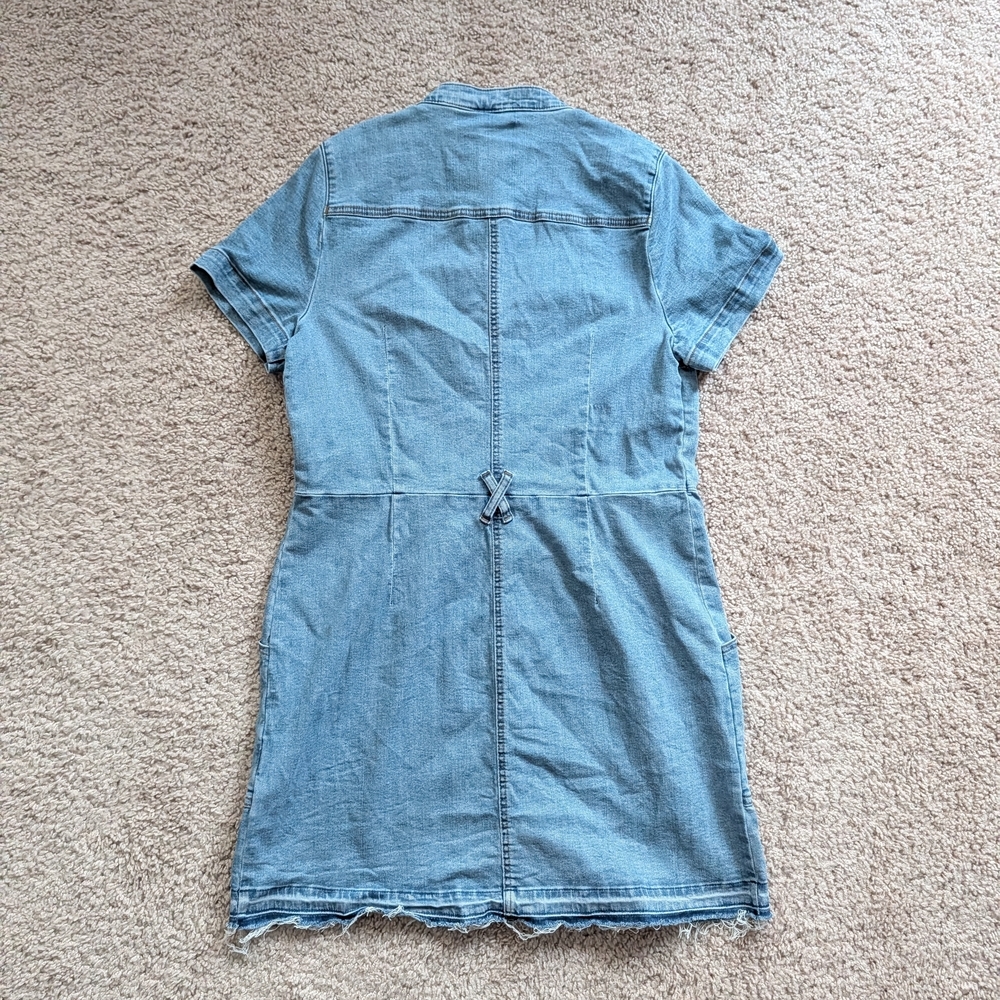 Kut from the Kloth Blue Clare Button Front Denim Mini Dress Size Large - Picture 7 of 14